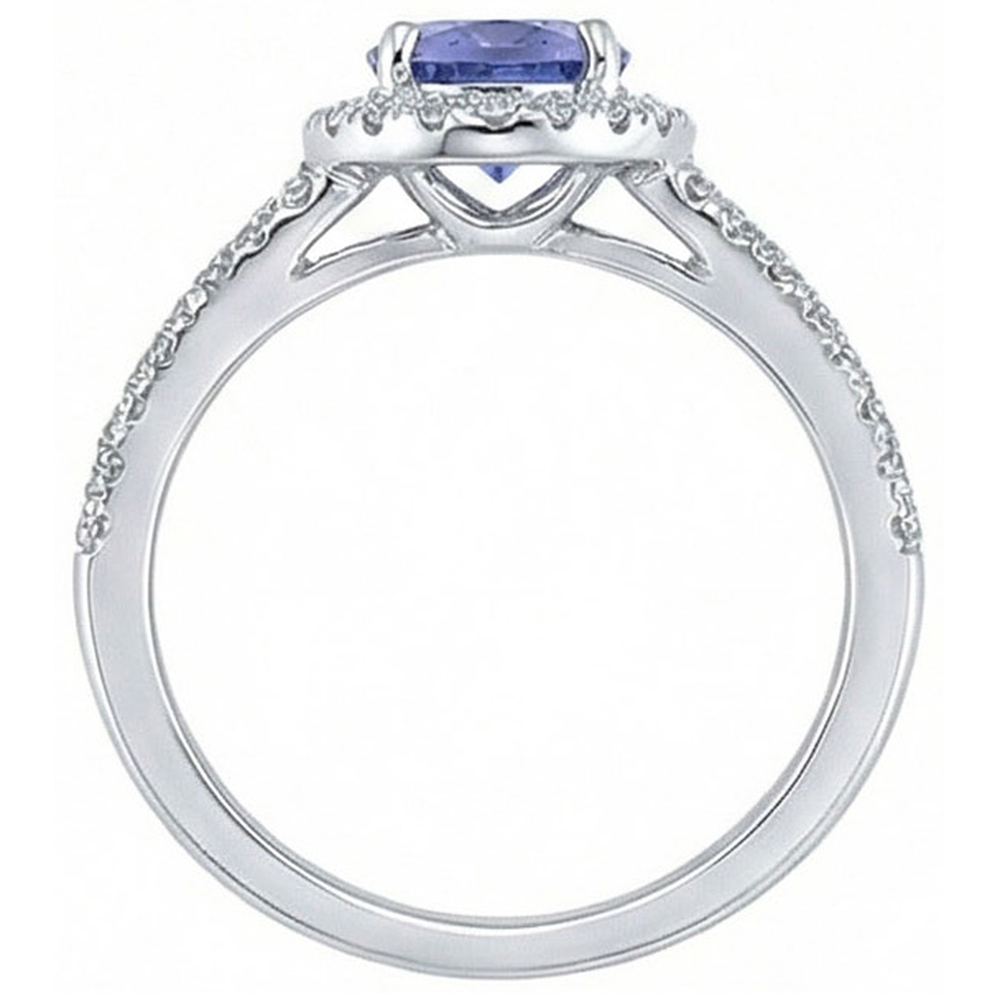 natural round sapphire 6.01ct ring profile view