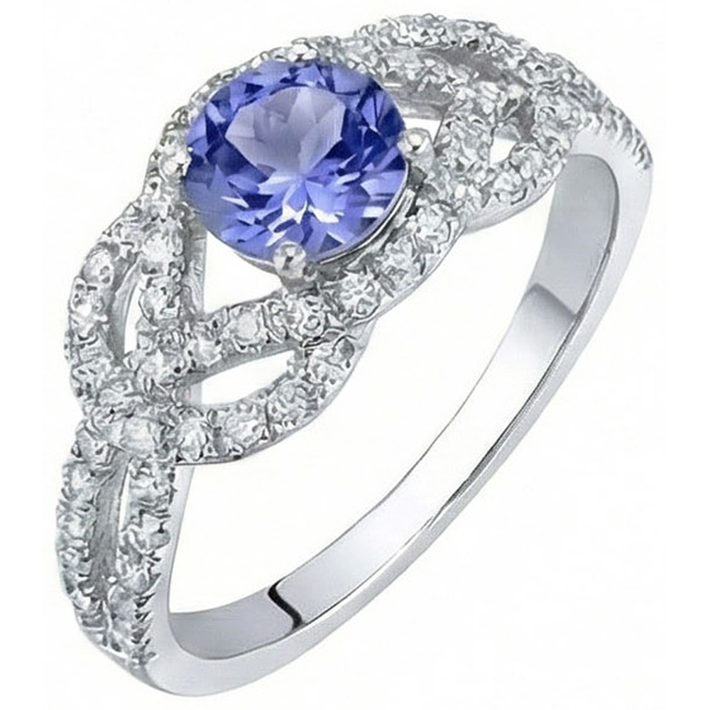 natural round sapphire 6.01ct ring front view