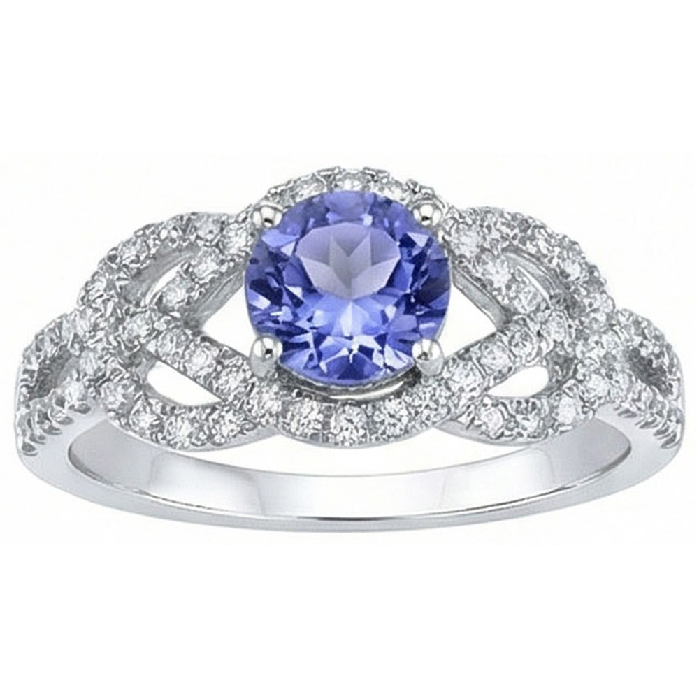 natural round sapphire 6.01ct ring side angle