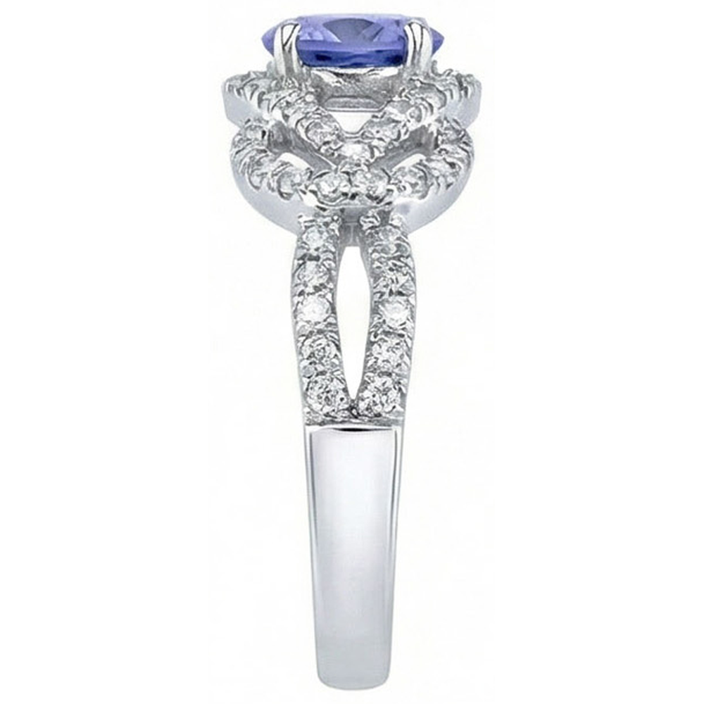 natural round sapphire 6.01ct ring top view
