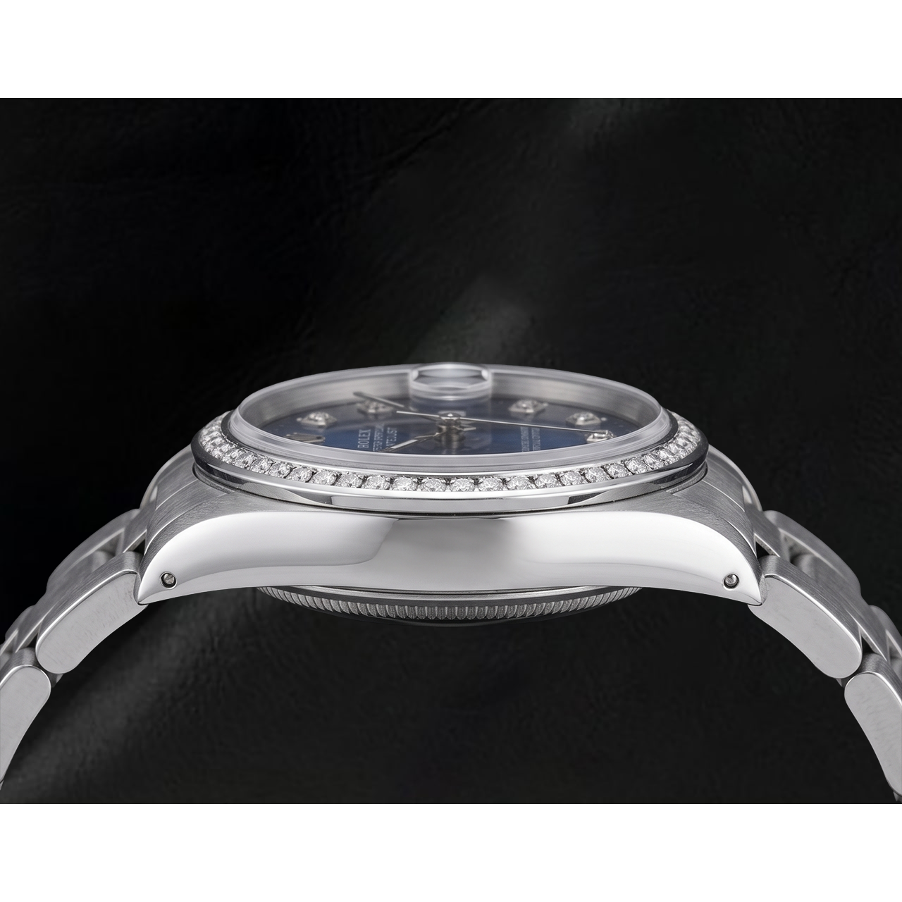 Sparkling Blue Diamond Dial Bezel Datejust Rolex Men Watch Ss QUICK SET