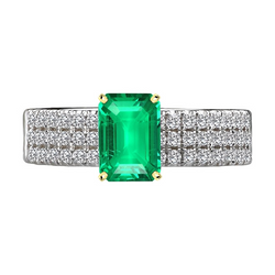 Natural Pavé Colombian Emerald Gemstone Ring 2.50 ct