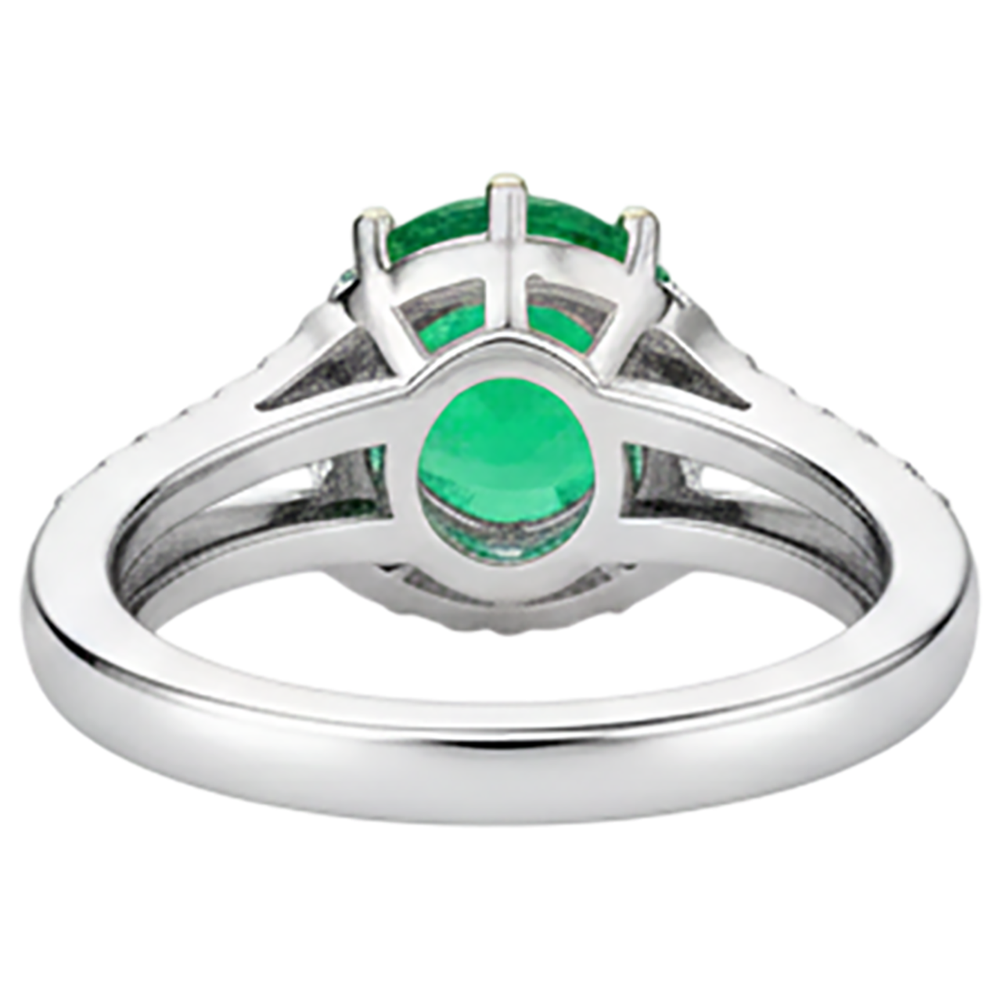 Natural Emerald Precious Stone Ring – back view