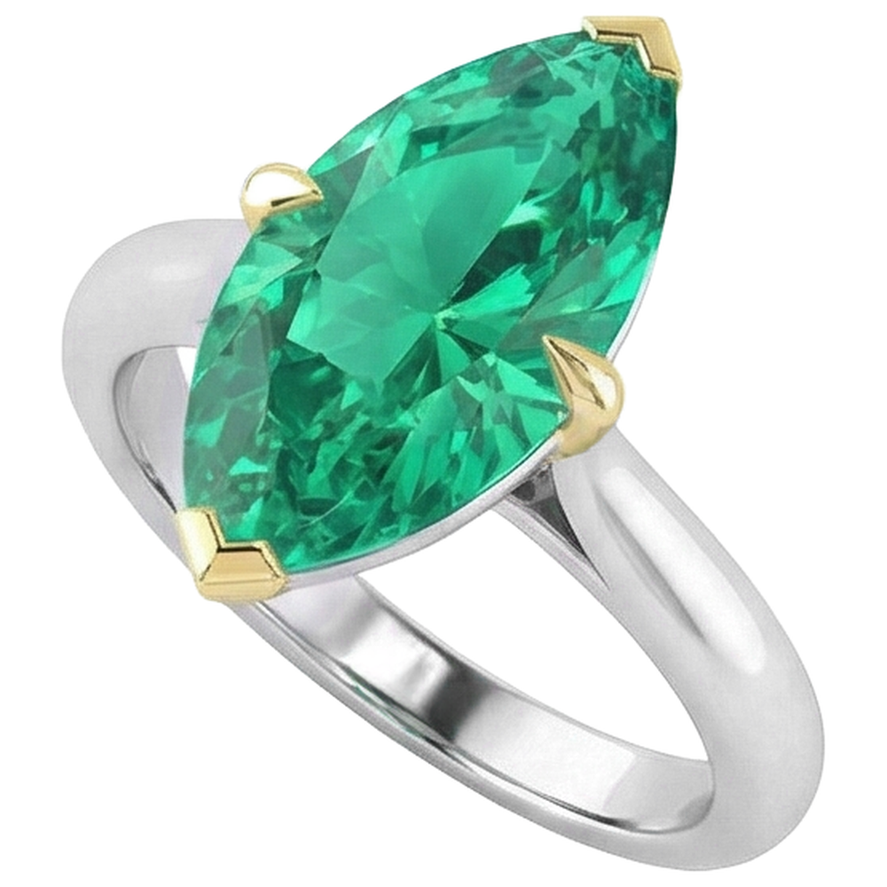 Natural Fine Emerald Precious Stone Ring – side view