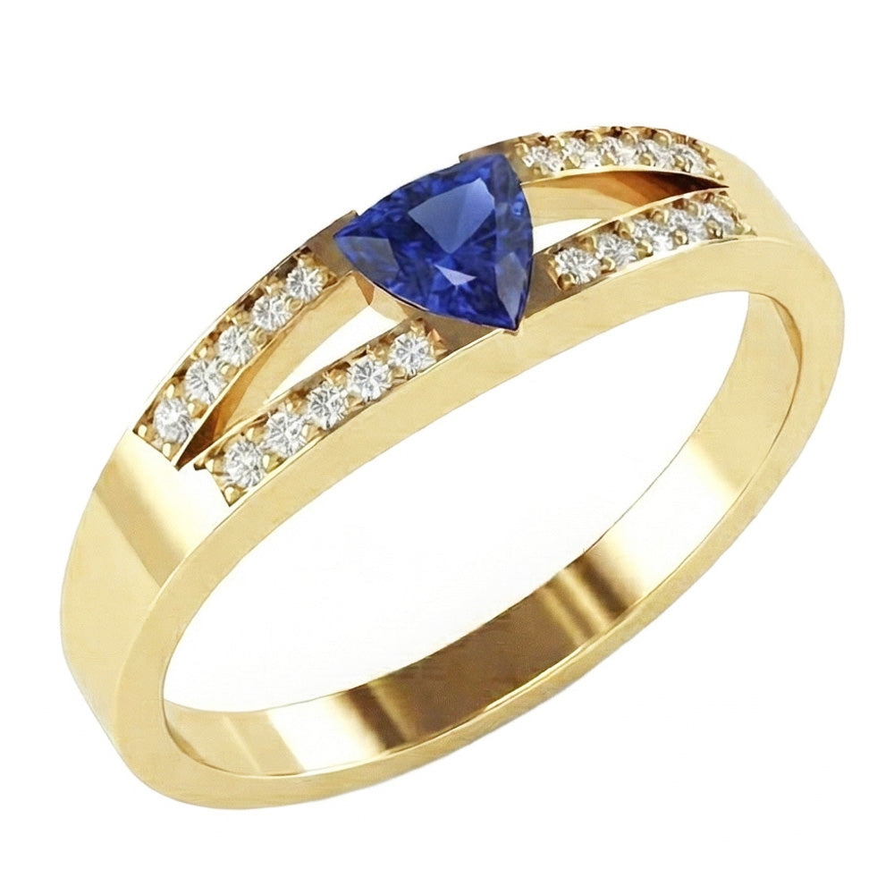 Sparkling Natural Earth Mined Diamond ( Not Lab Grown ) Engagement Ring Split Shank Ceylon Sapphire 1 Carat