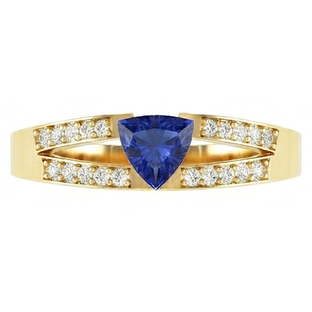 Sparkling Natural Earth Mined Diamond ( Not Lab Grown ) Engagement Ring Split Shank Ceylon Sapphire 1 Carat