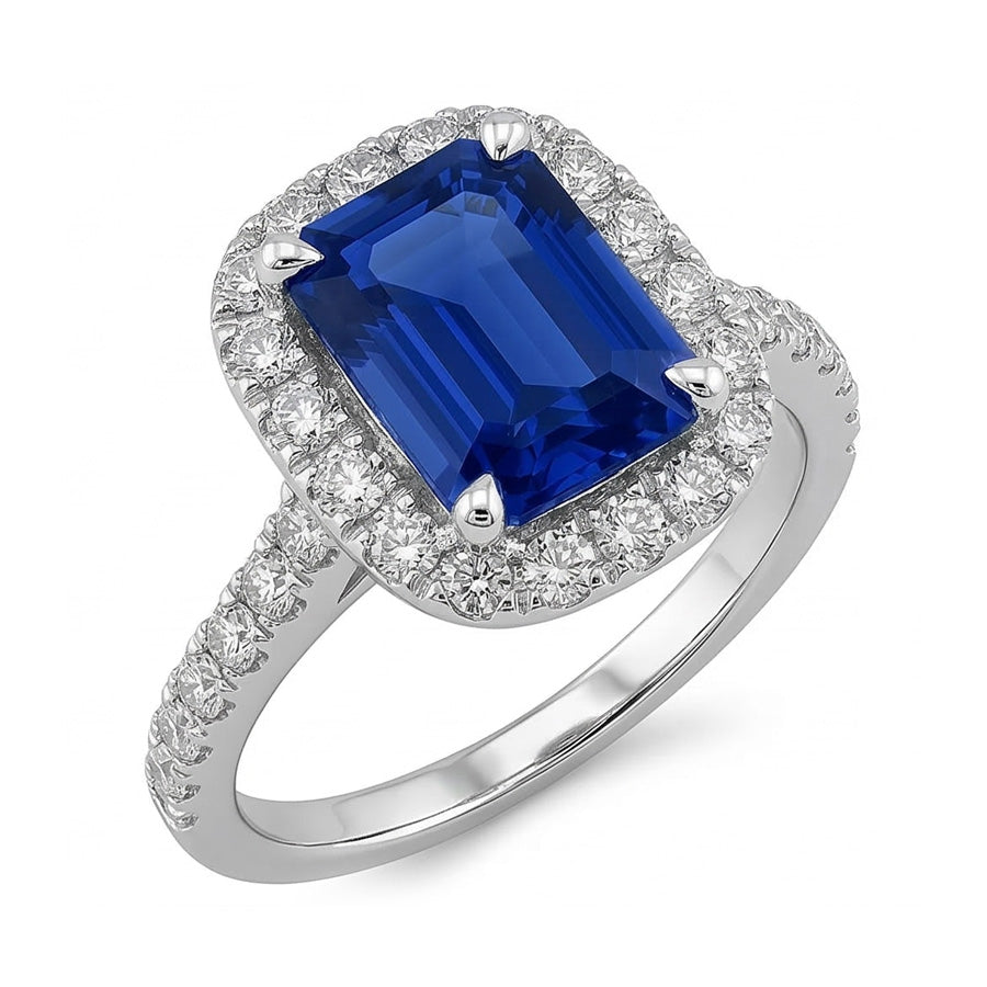 natural emerald sapphire 3.50ct ring profile view