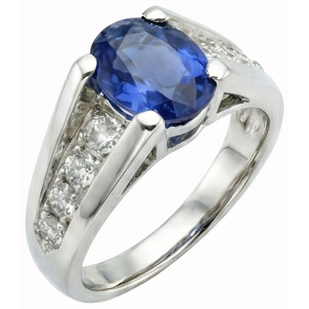natural round sapphire 2.10ct ring front view