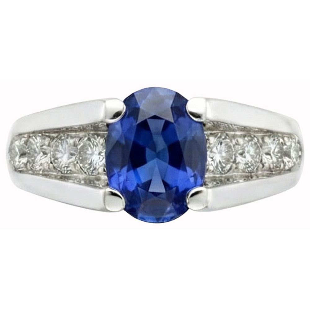 natural round sapphire 2.10ct ring side angle