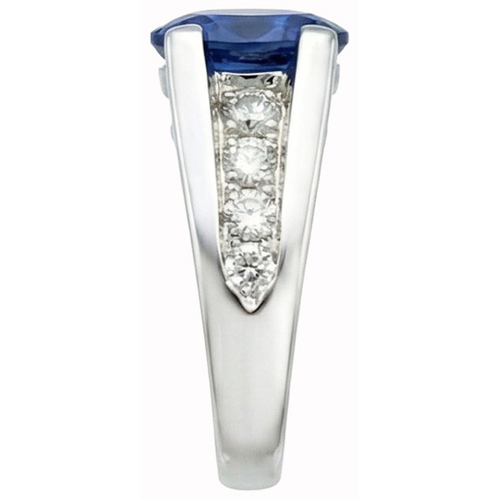natural round sapphire 2.10ct ring top view