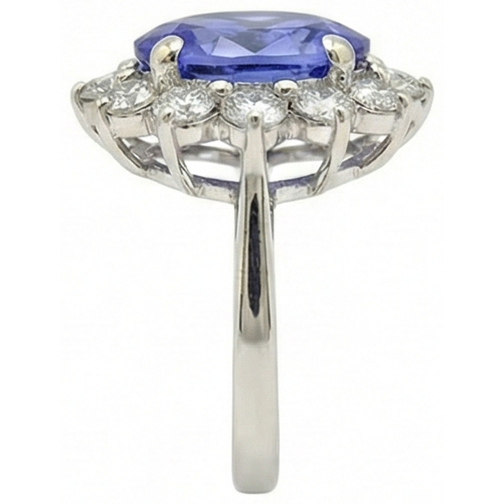 Sparkling Oval Tanzanite And Natural Earth Mined Diamond ( Not Lab Grown ) s Halo Ring 7.50 Carats Jewelry