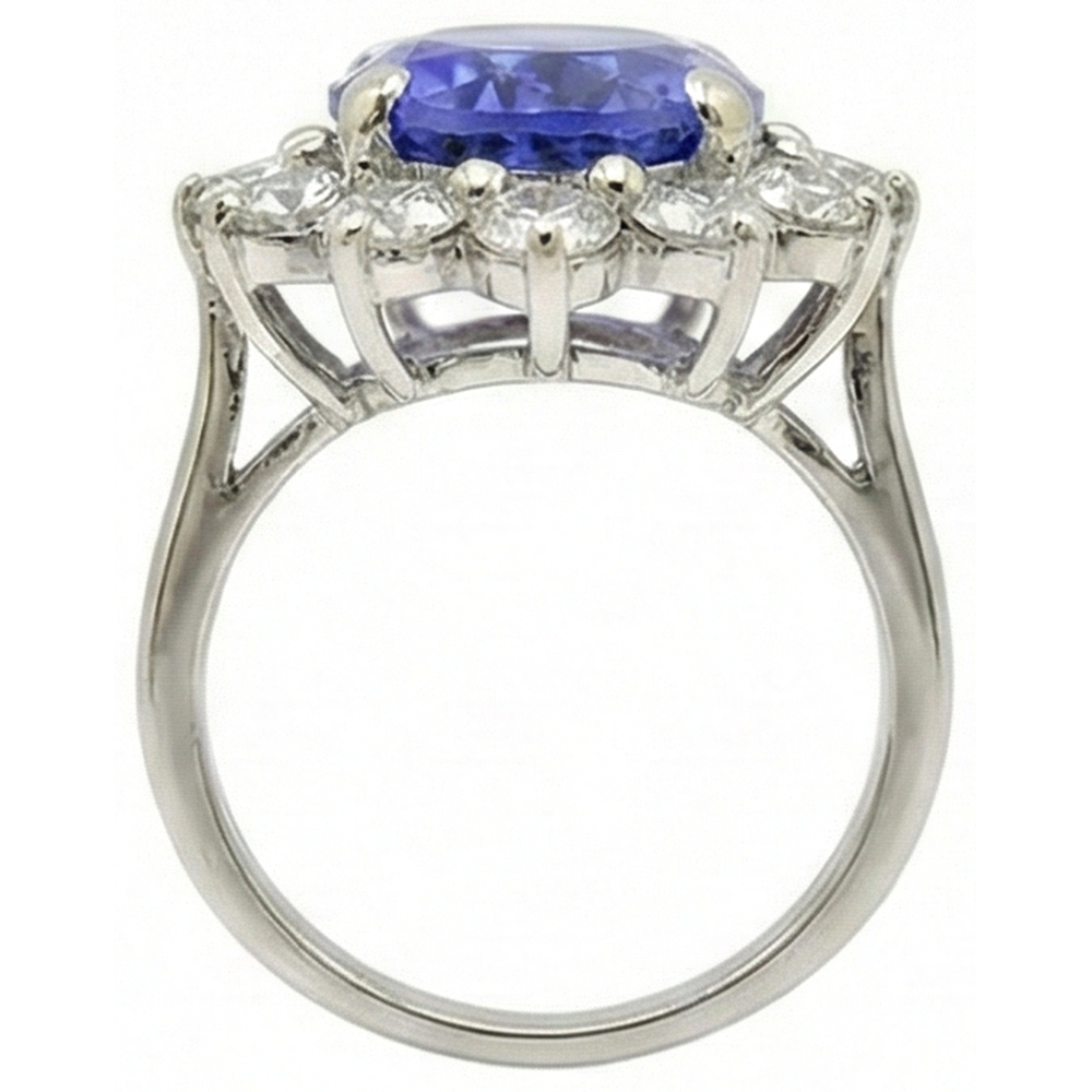 Sparkling Oval Tanzanite And Natural Earth Mined Diamond ( Not Lab Grown ) s Halo Ring 7.50 Carats Jewelry