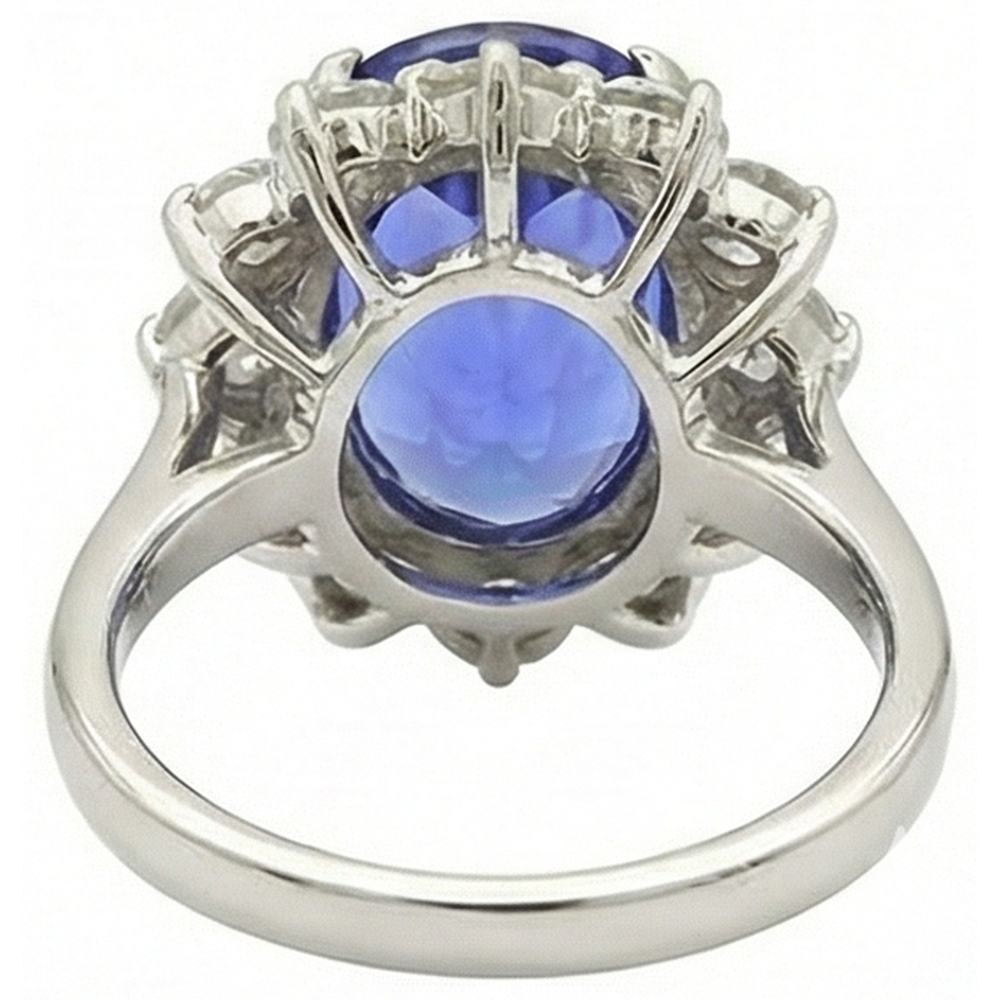 Sparkling Oval Tanzanite And Natural Earth Mined Diamond ( Not Lab Grown ) s Halo Ring 7.50 Carats Jewelry