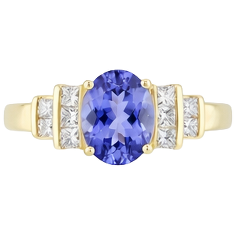 natural princess tanzanite 3ct ring side angle