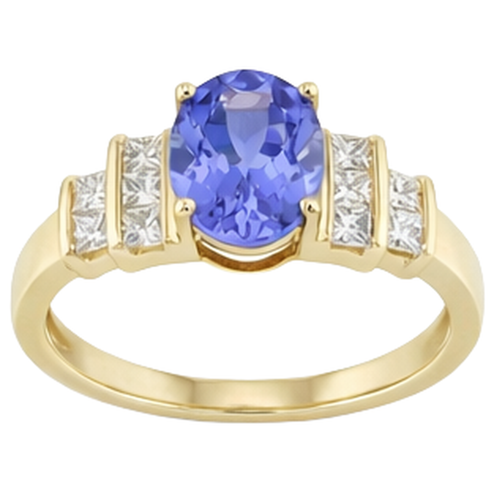 natural princess tanzanite 3ct ring close up detail