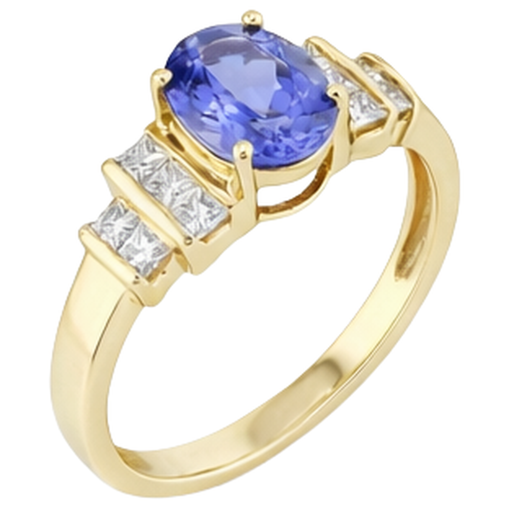 natural princess tanzanite 3ct ring profile view
