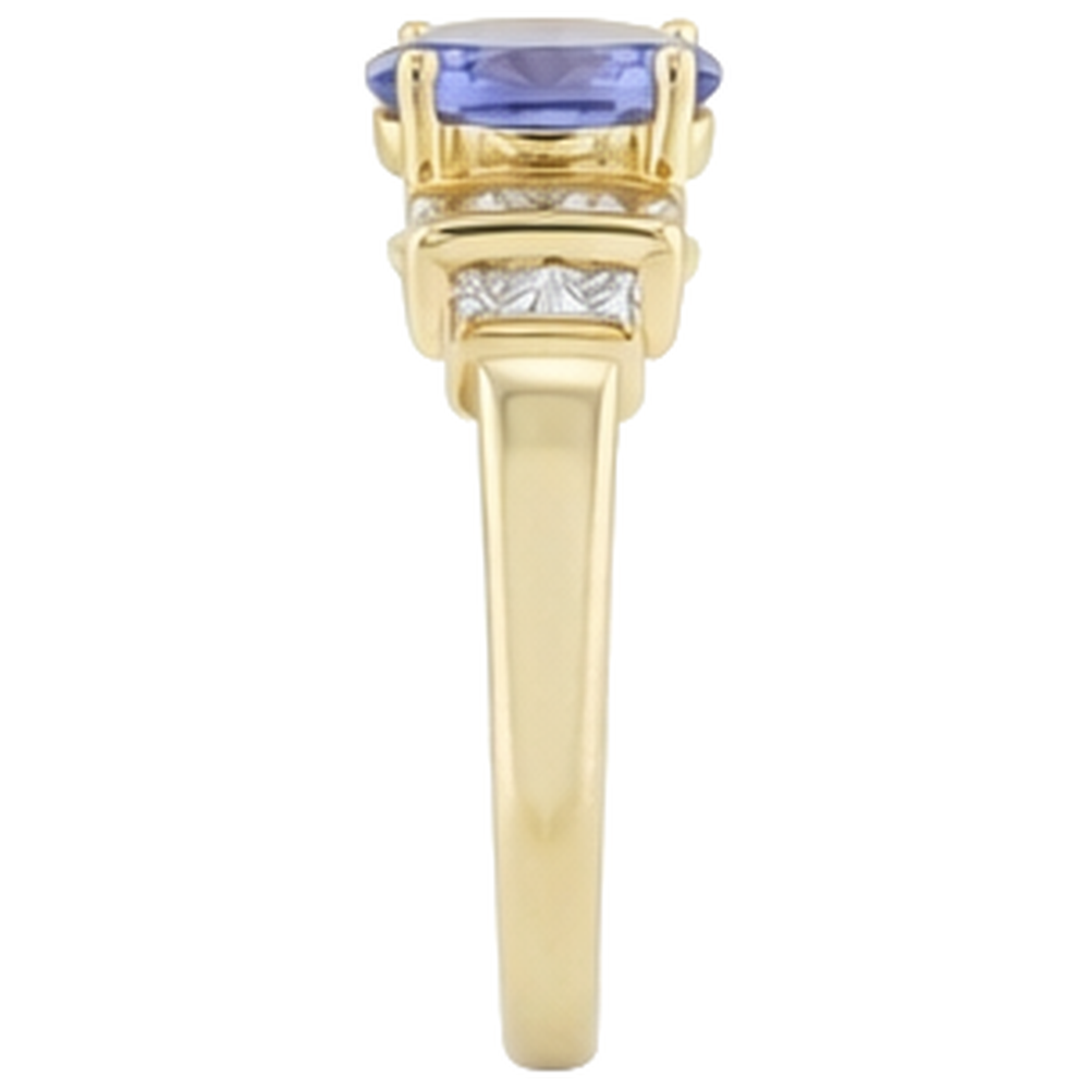 natural princess tanzanite 3ct ring on white background