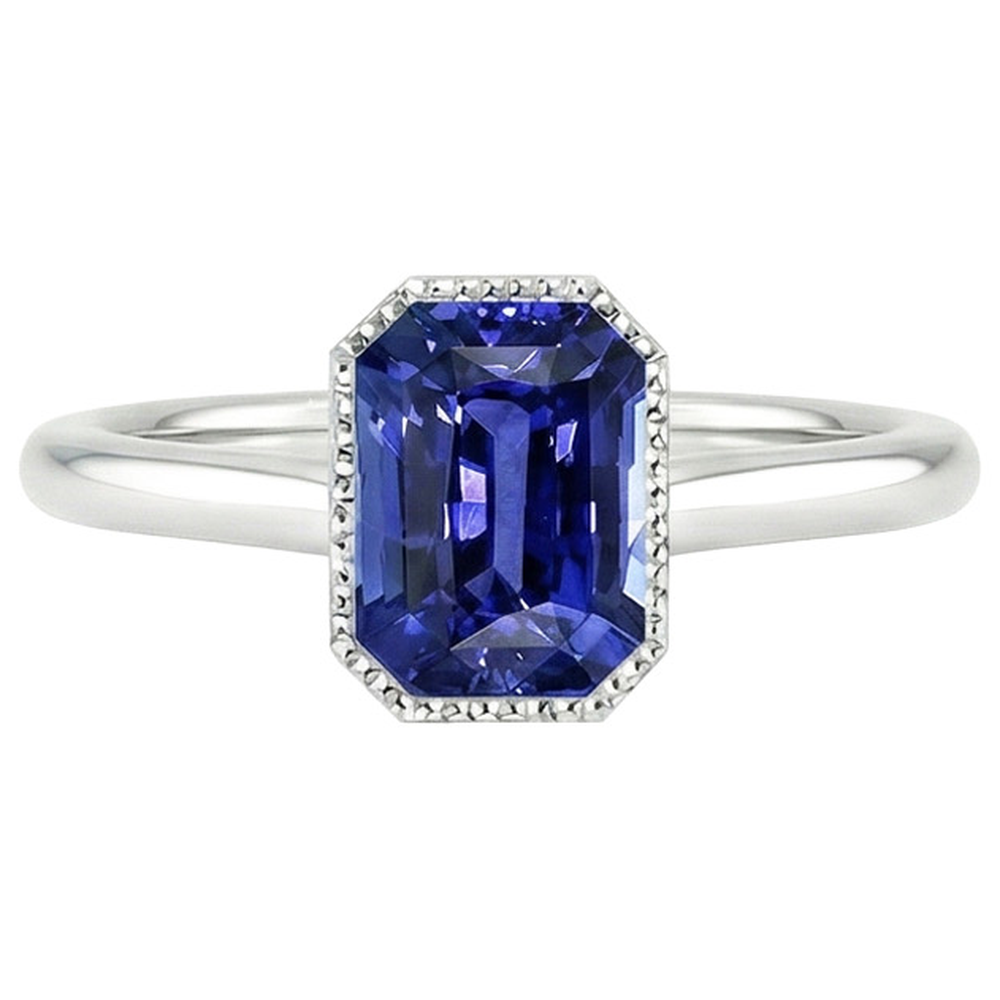 Sparkling Sapphire Radiant Cut Gold Ring