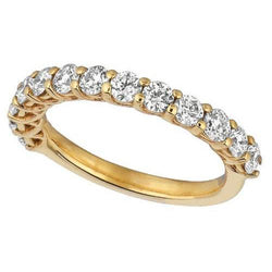 Sparkling 1.30 Carat Round Real Diamond Eternity Band Yellow Gold 14K