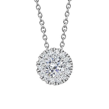 Sparkling 1.39 Carats Real Diamonds Pendant Necklace White Gold 14K