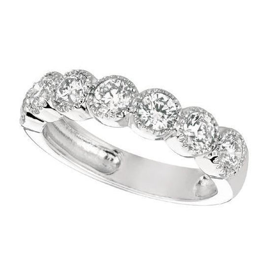 Sparkling 1.40 Carat Round Real Diamond Half Eternity Band White Gold 14K