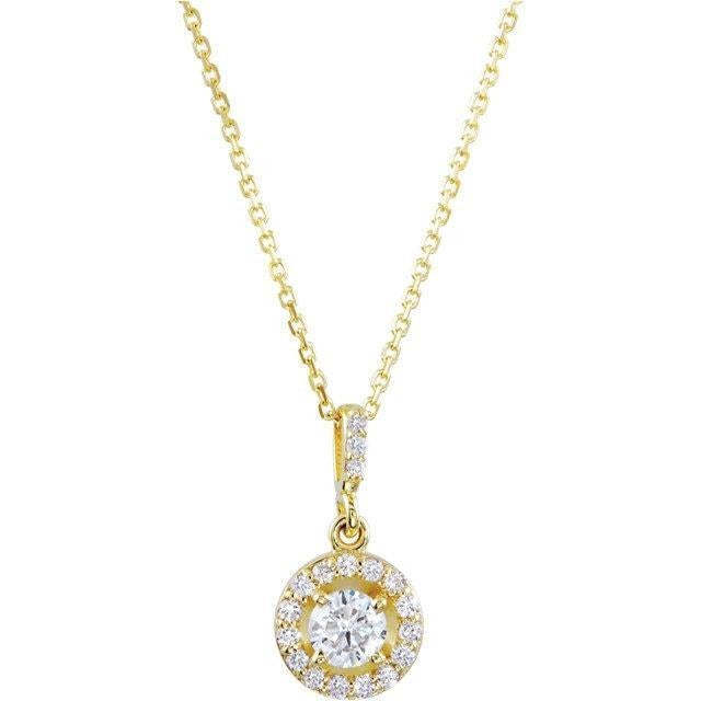 Sparkling 1.45 Carats Genuine Diamonds Pendant Necklace Yellow Gold 14K