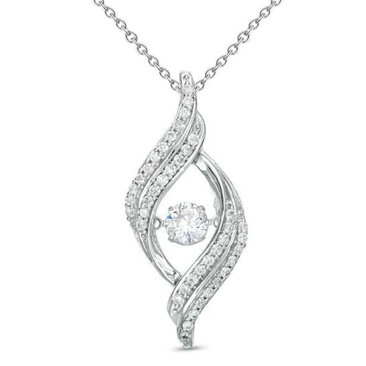 Sparkling 1.4 Carats Genuine Diamonds Necklace Pendant White Gold 14K New