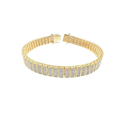 Sparkling 10.25 Carats Real Diamonds Men's Bracelet Yellow Gold 14K