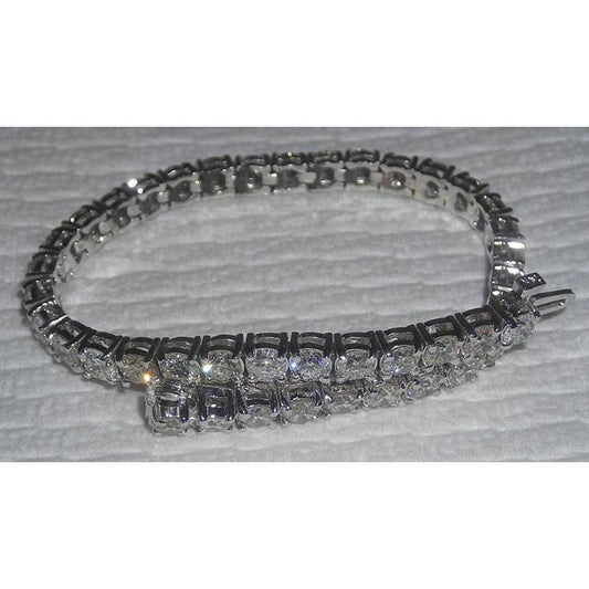 Sparkling 10.50 Carat Round Real Diamonds Tennis Bracelet White Gold 14K