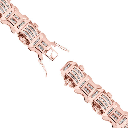 Sparkling 12 Carats Diamonds Men's Bracelet Rose Gold 14K