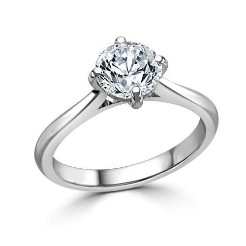 Sparkling 1 Carat Real Diamond Engagement Solitaire Ring 14K White Gold