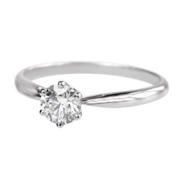 Sparkling 1 Carat Real Diamond Solitaire Ring White Gold 14K