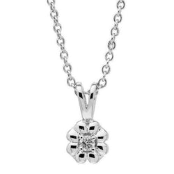 Sparkling 1 Carat Round Genuine Diamond Pendant Necklace White Gold 14K