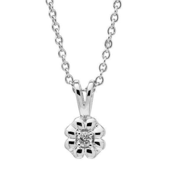 Sparkling 1 Carat Round Genuine Diamond Pendant Necklace White Gold 14K