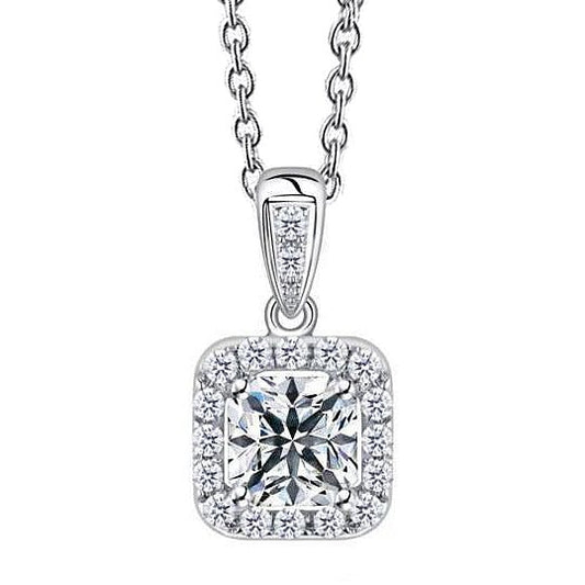 Sparkling 2.10 Carats Genuine Diamond Pendant Necklace White Gold 14K