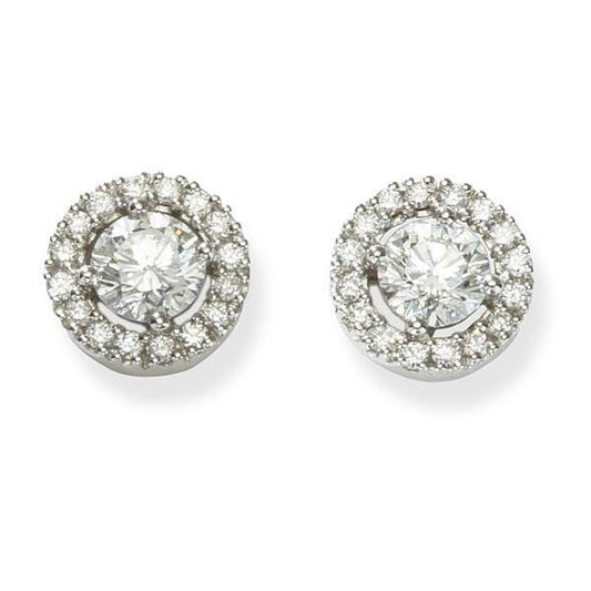 Sparkling 2.32 Carats Real Diamond Studs Halo Earring White Gold 14K