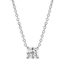 Sparkling 2.5 Ct White Gold Real Princess Cut Diamond Pendant Necklace