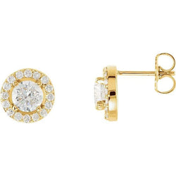 Sparkling 2.84 Carats Halo Natural Diamonds Studs Earrings New 14K Yellow Gold