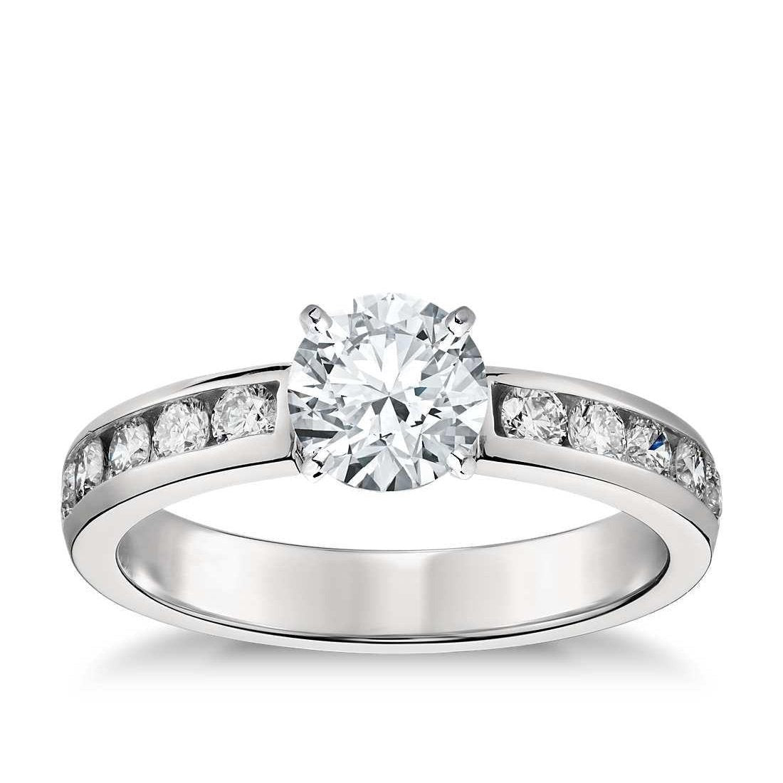 Sparkling 2.90 Ct Round Real Diamond Ring White Gold 14K New - Solitaire Ring with Accents-harrychadent.ca