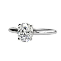 Sparkling 2 Carat Real Oval Cut Natural Earth Mined Diamond Solitaire Ring White Gold 14K