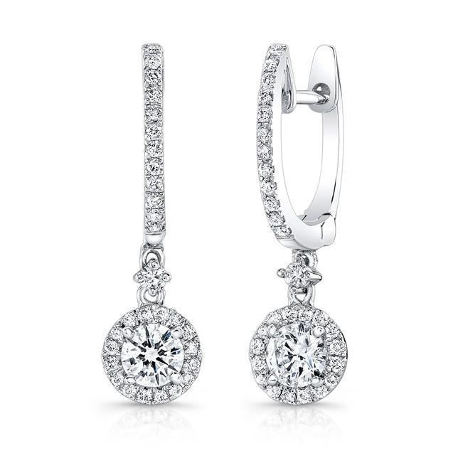 Sparkling 3.30 Carats Real Brilliant Cut Diamond Dangle Earrings White Gold