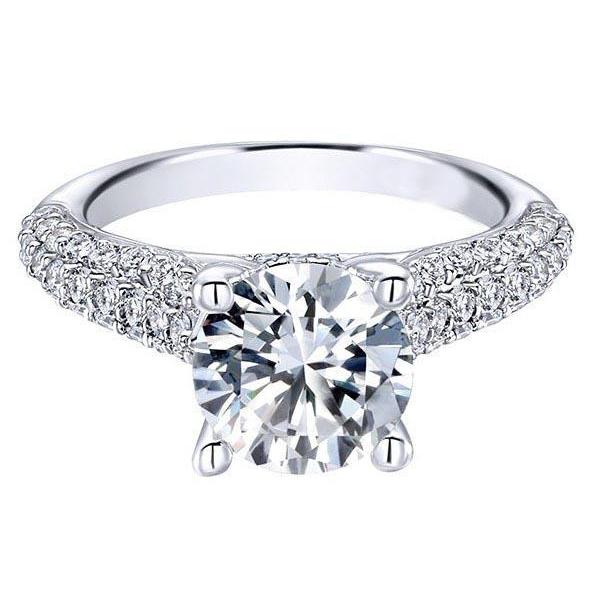 Sparkling 3.80 Carats Round Real Diamonds Anniversary Ring White Gold 14K