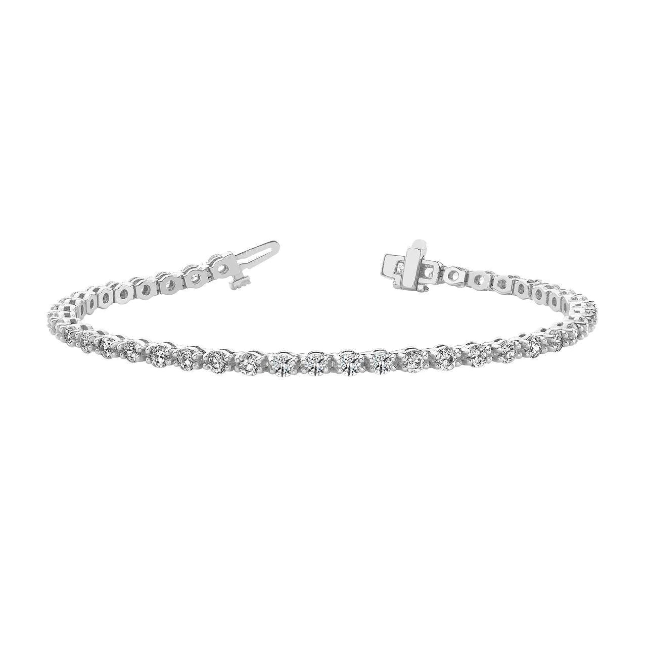 Sparkling 4.20 Carats Round Real Diamond Tennis Bracelet Solid White Gold