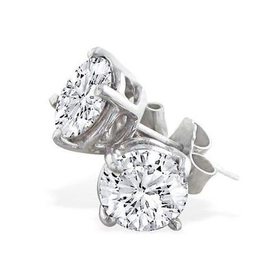 Sparkling 4.50 Carats Natural Diamond Lady Stud Earrings White Gold 14K