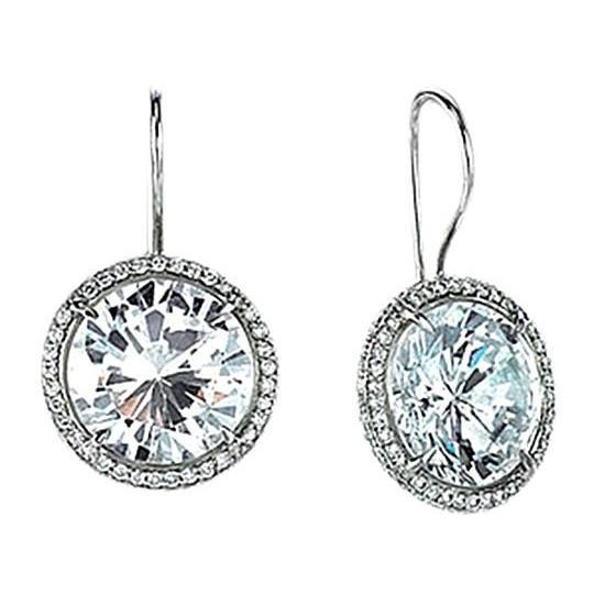 Sparkling 4.50 Carats Real Diamond Dangle Earrings Pair White Gold New