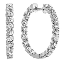 Sparkling 4.90 Carats Round Cut Real Diamonds Lady Hoop Earrings 14K Gold