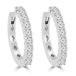 Sparkling 4 Ct Round Natural Diamonds Lady Hoop Earrings White Gold 14K