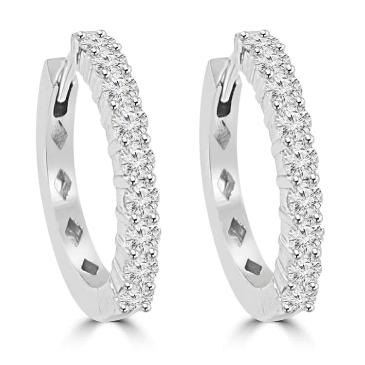 Sparkling 4 Ct Round Natural Diamonds Lady Hoop Earrings White Gold 14K