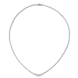 Sparkling 5.25 Carats Round Real Diamond Prong Setting Necklace Gold White