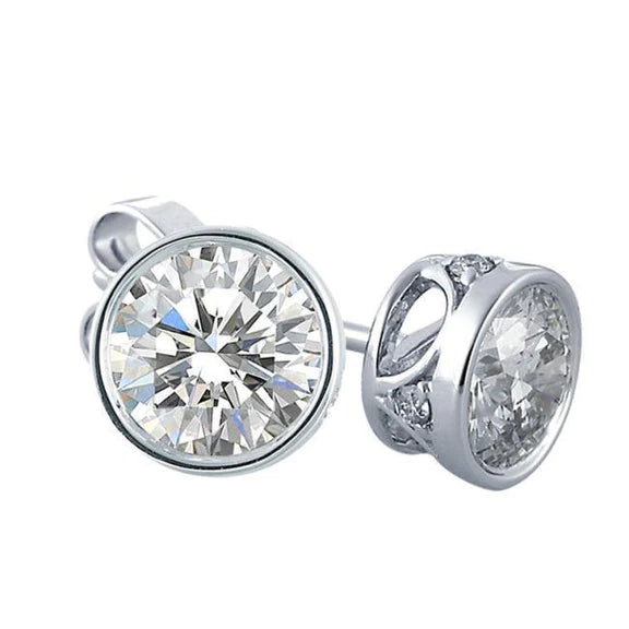 Sparkling 5.80 Ct Round Brilliant Cut Genuine Diamonds Stud Earrings White